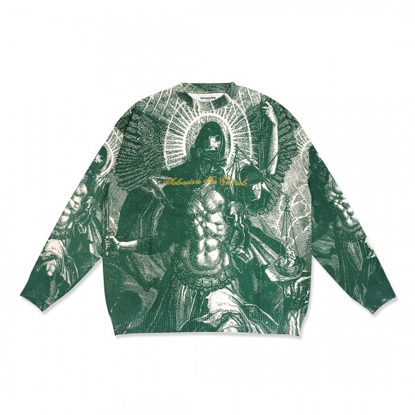 SUN MIGUEL ARCANGEL CREWNECK SWEATER KNIT FULL PRINT | EMERALE