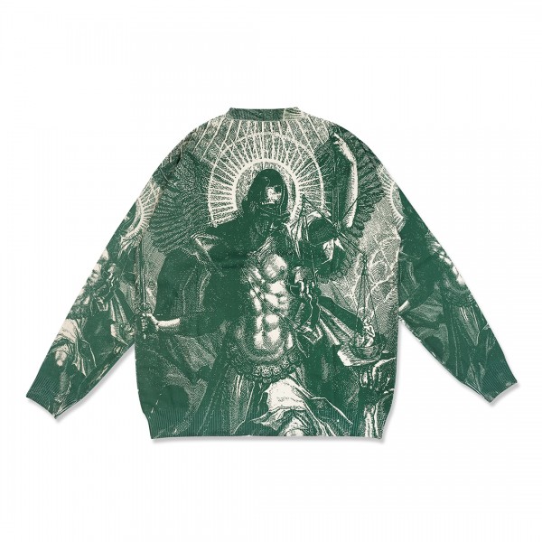 SUN MIGUEL ARCANGEL CREWNECK SWEATER KNIT FULL PRINT | EMERALE