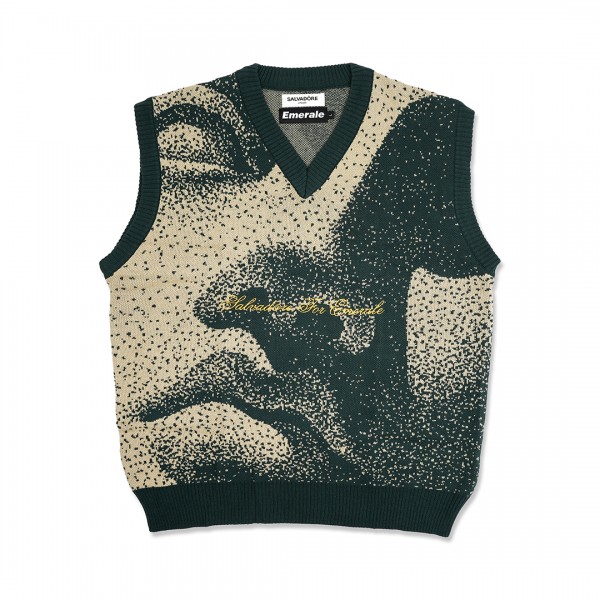 STATUE KNITTED VEST FULL PRINT | EMERALE